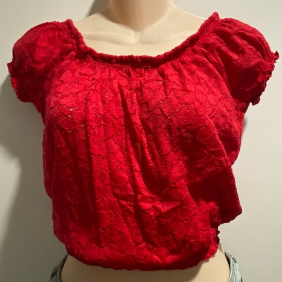 Aeropostale Y2K Fairy Boho Preppy Coquette Cottage Rococo Crop Laced Top Blouse - Picture 2 of 7